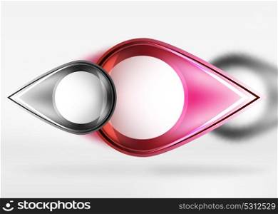 Abstract background, glass minimal round and arrow shapes in 3d space with blurred effects. Abstract background, glass minimal round and arrow shapes in 3d space with blurred effects. Vector geometric abstract background