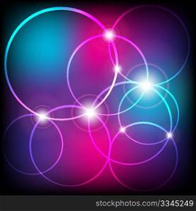 Abstract Background - Glowing Circles on Blue / Violet Background