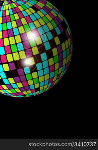 Abstract Background - Glowing Disco Ball on Black Background