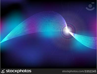 Abstract Background - Glowing Waves on Multicolor Background