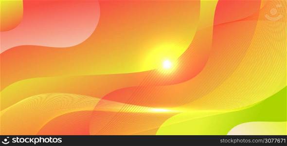 Abstract background green and red gradient wave shape with rays of light. Vector illustration