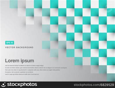 Abstract background green turquoise square pattern copy space vector