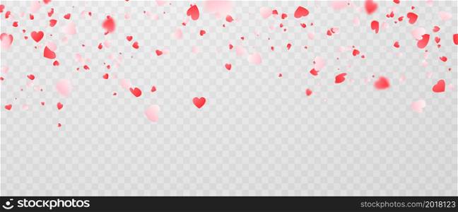 abstract background I adore On a white background, huge and small pink hearts are sprinkled for Valentine&rsquo;s Day.