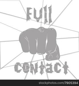 Abstract background image and combat fist inscription full contact