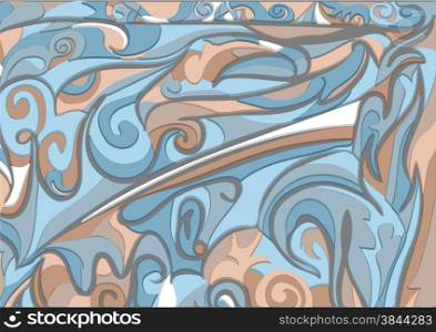 abstract background in blue and beige leaves