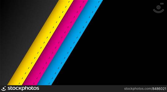 abstract background in cmyk colors stripes in paper style
