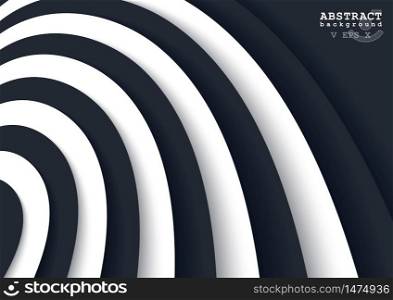 Abstract background in cutout paper style. Dynamic 3D design of curved stripes. Black and white vector cover. Multilayer relief.. Abstract background in cutout paper style. Dynamic 3D design of curved stripes. Black and white vector cover.
