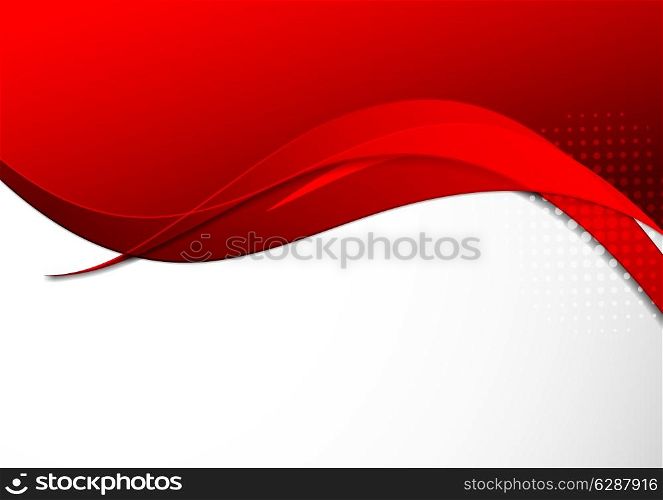 Abstract background in red color with waves