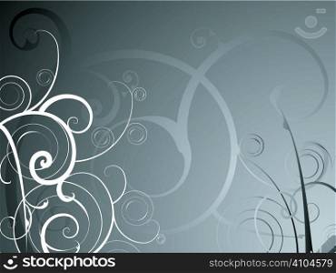 Abstract background in silver and grey with a floral design