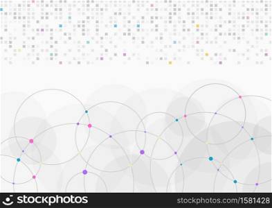 Abstract background light gray white pixel data and circle digital transfer. Vector illustration