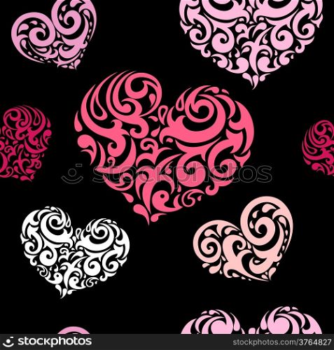 Abstract background, love heart seamless vector pattern.