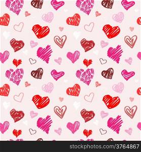 Abstract background, love heart seamless vector pattern.