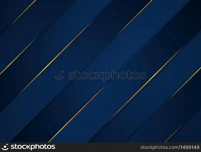 Abstract background luxury modern shape design blue and gold metallic color style. vector illustration.
