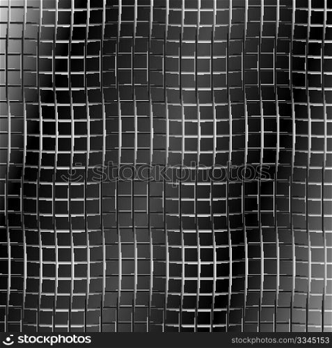 Abstract Background - Metallic Wire Grid on Black Background