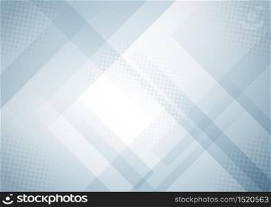 Abstract background modern design white and gray geometric shapes overlapping with halftone effect. Vector illustration