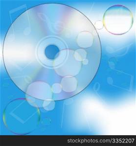 Abstract Background - Multicolor Bubbles and CD on Blue Sky
