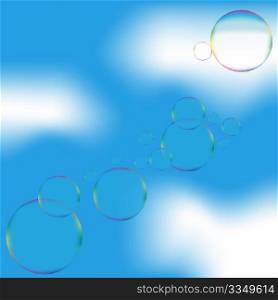 Abstract Background - Multicolor Bubbles on Blue Sky
