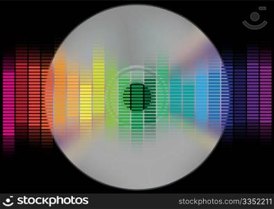 Abstract Background - Multicolor Equalizer and CD disc on Black Background