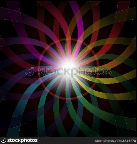 Abstract Background - Multicolor Rays on Black Background