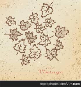 Abstract background of autumn leaves vintage style