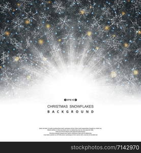 Abstract background of Christmas snowflakes pattern fantasy with classic sunburst. Illustration vector eps10