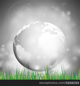 Abstract background of globe with grass vector illustration. View at our home from other side.. Abstract background of globe with grass vector illustration. View at our home from other side