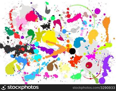 Abstract background of lots of grunge splats and drips