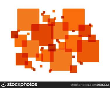Abstract background of orange intersecting squares, simple flat design.