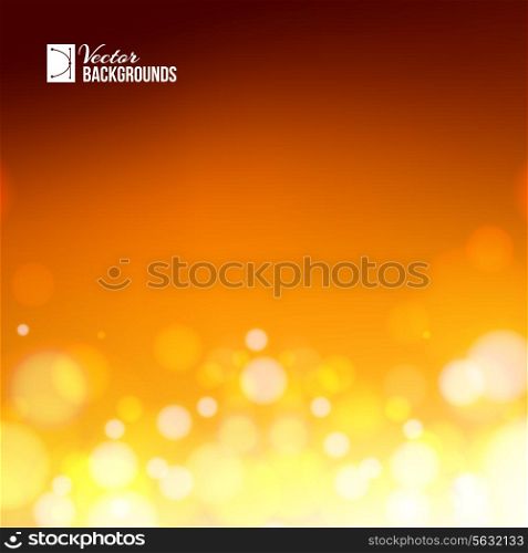 Abstract background of orange magic lights, bokeh. Vector illustration.