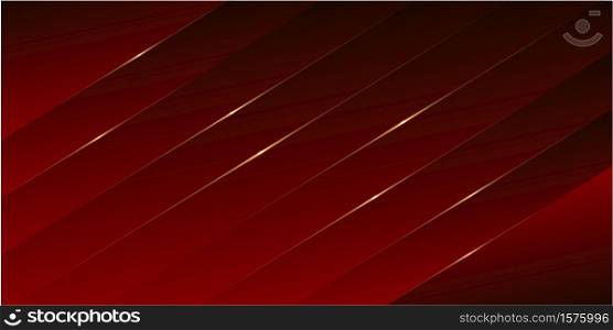 Abstract background of red luxury with golden line modern design.