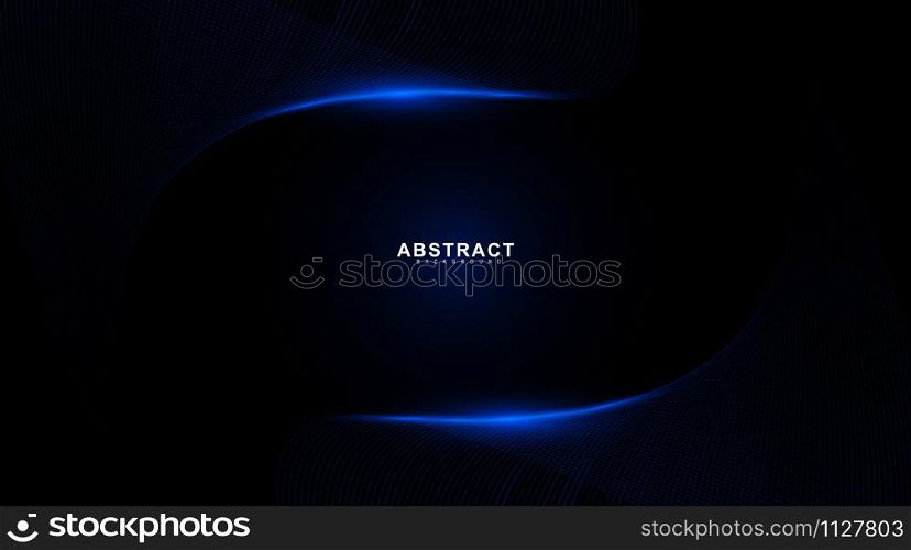 Abstract background of wavy and glowing blue lines. Vector technology digital design
