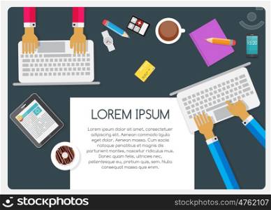 Abstract Background on Business Theme with Empty Place for Your Text. Team Work Flat Concept Vector Illustration EPS10