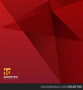 Abstract background. Origami and polygon geometric red color overlap paper layer with copy space for text and message artwork design