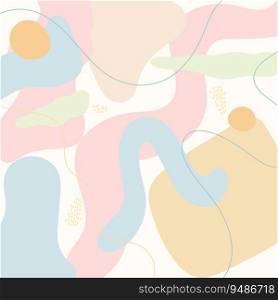 Abstract background. Pastel colors. Various abstract shapes. Smooth lines and shapes. Vector art