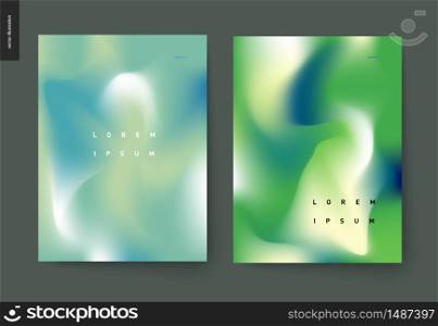 Abstract background posters set - wavy liquid shapes for branding style, covers and backdrops. Abstract background posters set