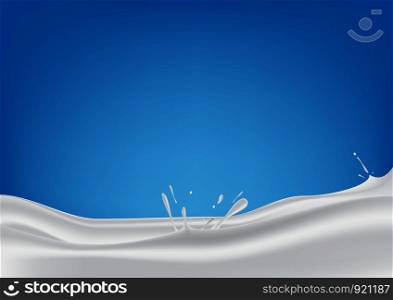 Abstract background ripple milk on blue , illustration design.