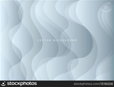 Abstract background silver curved layers background 3D paper cut style. You can use for ad, poster, template, business presentation. Vector illustration