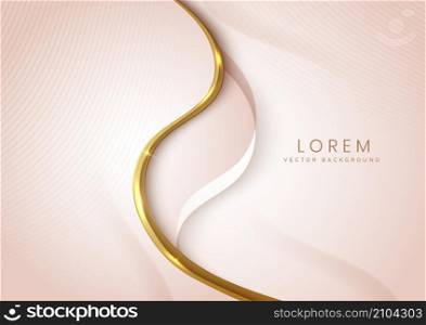 Abstract background soft brown luxury banner template wave layer with golden elegant lines wave. Luxury concept design. Vector illustation