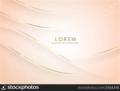 Abstract background soft brown luxury banner template wave layer with golden elegant lines wave. Luxury concept design. Vector illustation
