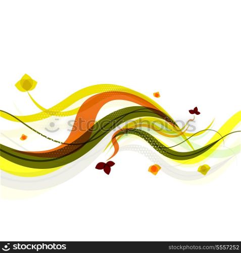 Abstract background | spring wave lines with leaves
