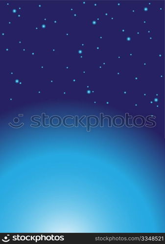 Abstract Background - Stars and Planet on Dark Background