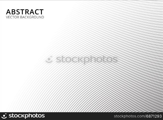 Abstract background striped curve line pattern black and white with copy space, vector illustration