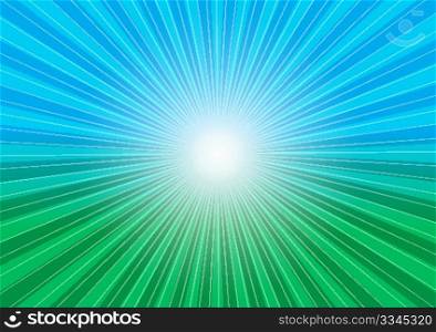 Abstract Background - Sun Rays, Sky and Meadow