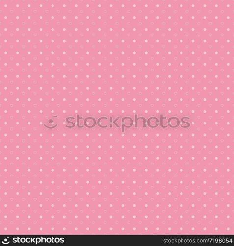 Abstract background texture. Dot and heart shape seamless pattern. Vector illustration polka style, minimalism wallpaper, flyer, cover, design. Bubble circle geometric ornament, decorative element