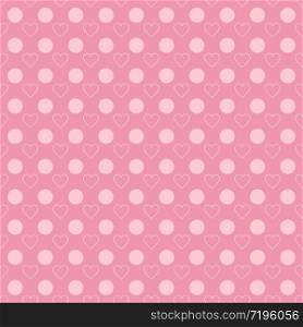 Abstract background texture. Dot and heart shape seamless pattern. Vector illustration polka style, minimalism wallpaper, flyer, cover, design. Bubble circle geometric ornament, decorative element