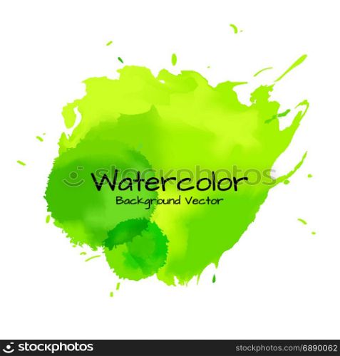 Abstract background watercolor painting, green color splash, illustration design.