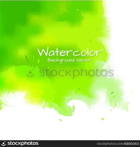 Abstract background watercolor painting, green color splash, illustration design.