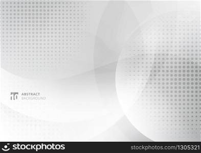 Abstract background white and gray curve circle with haltone. Vector illustration