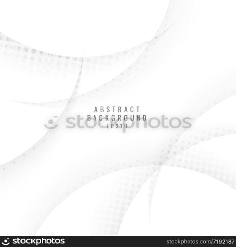 Abstract background white and gray geometric circles overlapping with halftone effect . Vector illustration