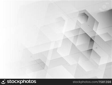 Abstract background white and gray hexagon with diagonal line, Technology digital concept. Vector illustration